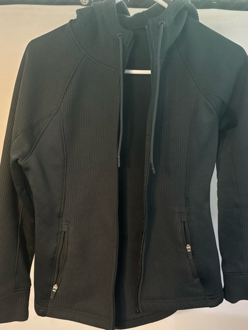 Swiss Tech Black Fleece Jacket with Red Logo Accent